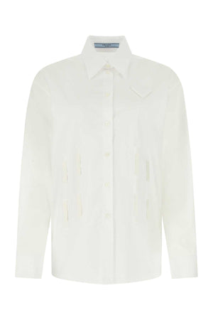 PRADA Oversize White Poplin Shirt for Women