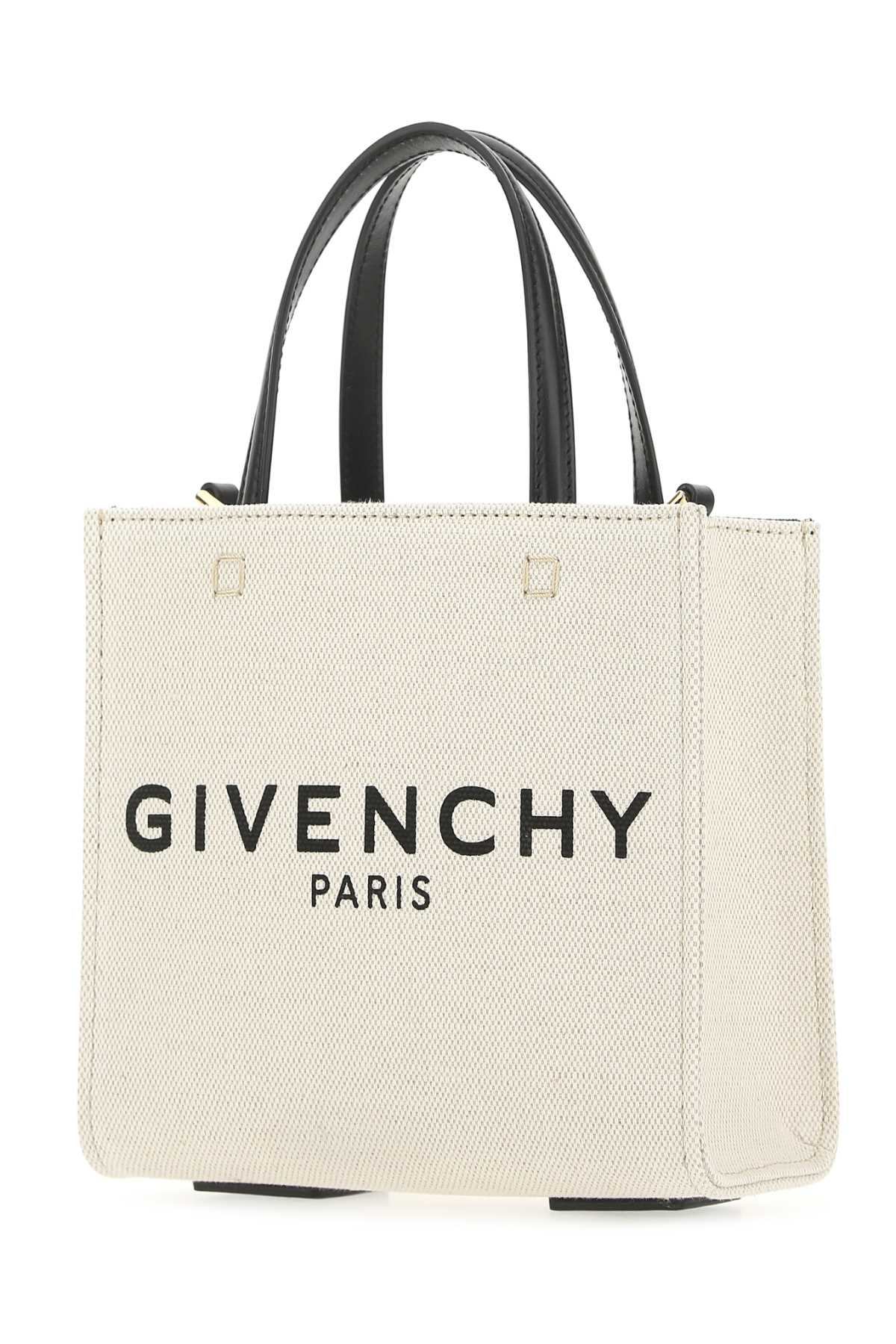 GIVENCHY Stylish Ivory Canvas Mini Tote Handbag