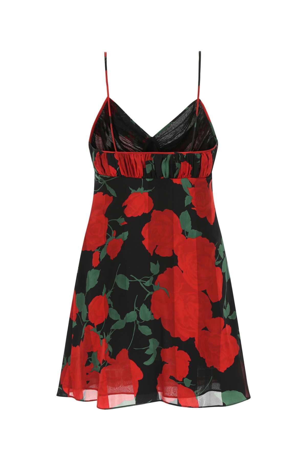 SAINT LAURENT Floral Printed Silk Mini Dress