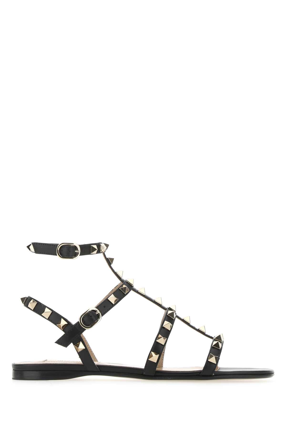 VALENTINO GARAVANI Chic Black Leather Rockstud Sandals