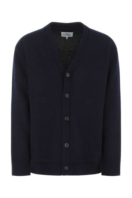 MAISON MARGIELA Oversized Blue Wool Blend Cardigan