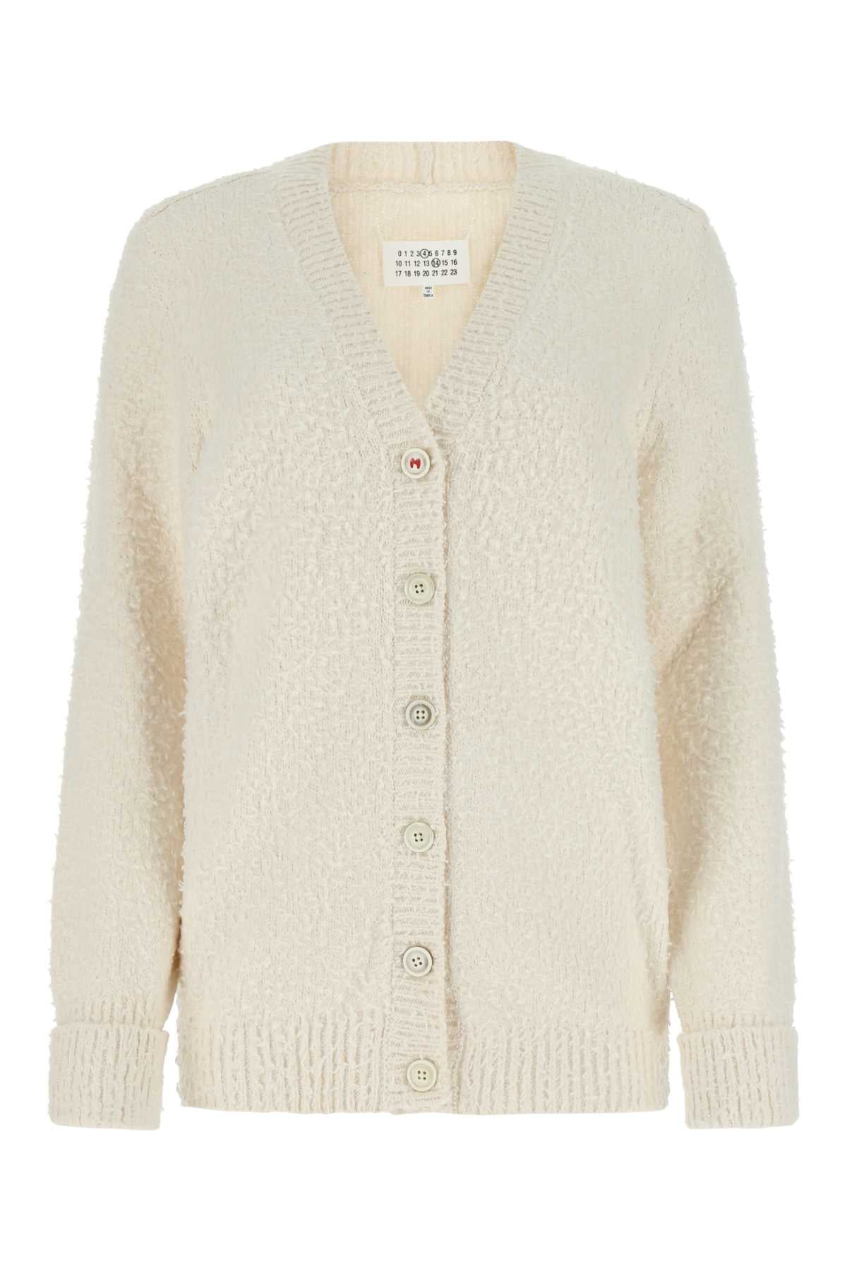 MAISON MARGIELA Ivory Cotton Blend Oversized Cardigan