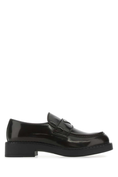 PRADA Classic Dark Brown Leather Loafers for Men