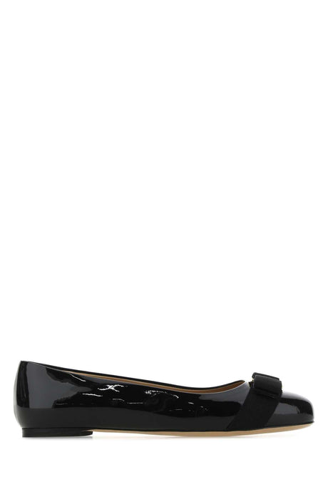 SALVATORE FERRAGAMO Classic Black Leather Ballerinas