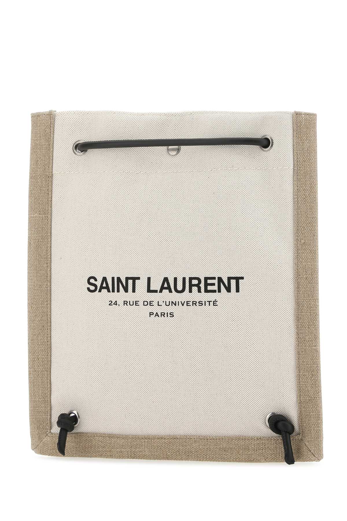 SAINT LAURENT Two-tone Canvas Crossbody Handbag - 27 cm x 30 cm