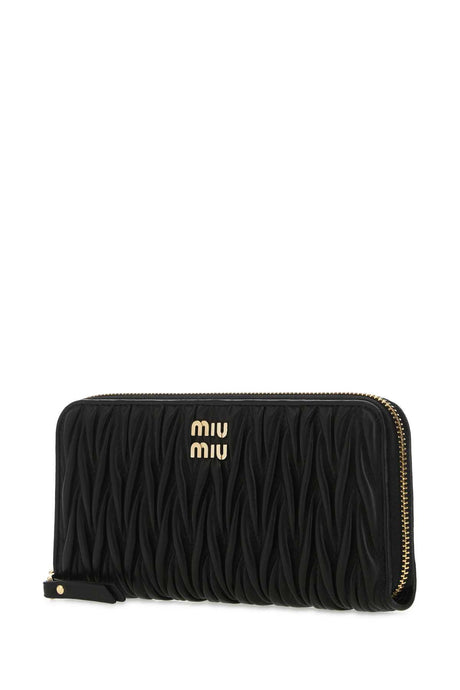 MIU MIU Elegant Black Nappa Leather Wallet (19.5 cm x 9.5 cm x 1.5 cm)