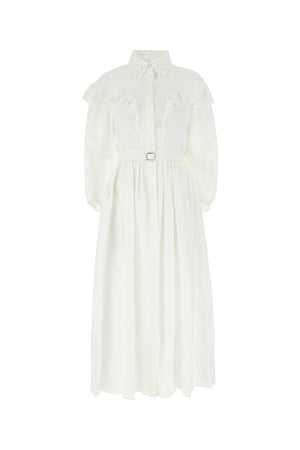 CHLOE Elegant White Linen Long Dress for Women