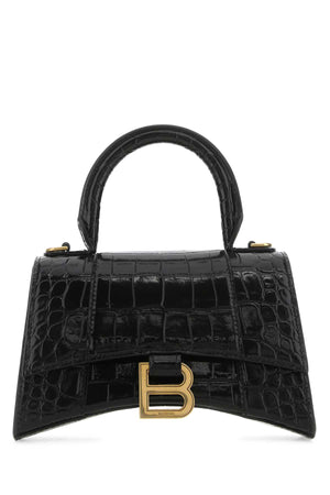 BALENCIAGA Mini Black Leather Hourglass Handbag