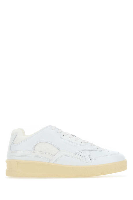 JIL SANDER Contemporary White Leather and Fabric Sneakers