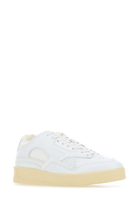 JIL SANDER Contemporary White Leather and Fabric Sneakers