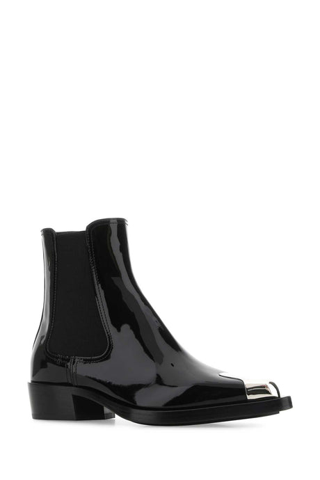 ALEXANDER MCQUEEN Sophisticated Black Leather Ankle Boots with 3.5 cm Heel