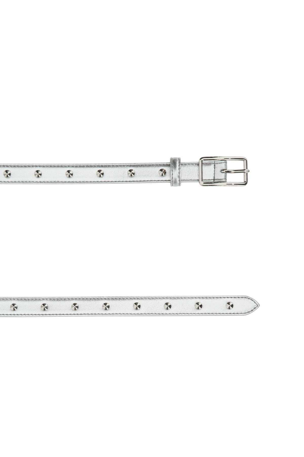 ALEXANDER MCQUEEN Elegant Silver Leather Belt - 2 cm Height