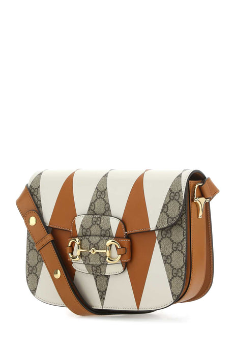 GUCCI Mini Printed Supreme and Leather Horsebit Shoulder Handbag