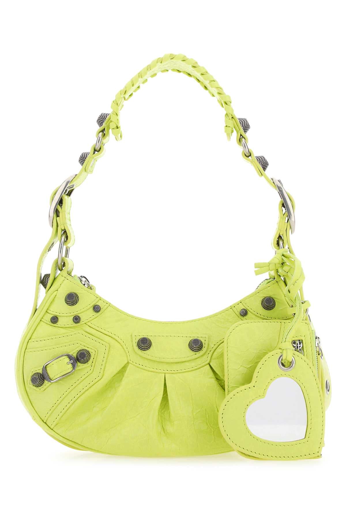 BALENCIAGA Mini Yellow Nappa Leather Shoulder Handbag