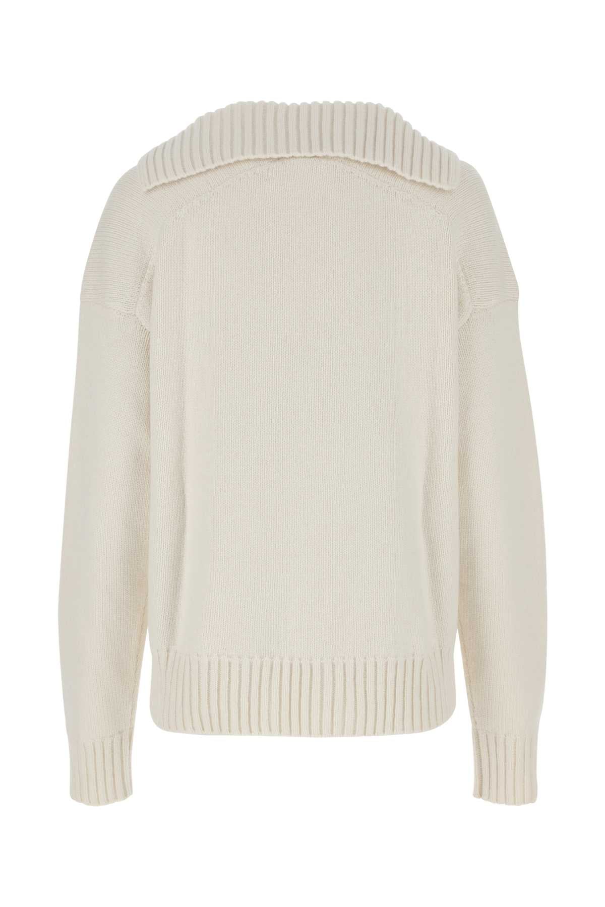 JIL SANDER Ivory Cashmere Blend Oversized Sweater