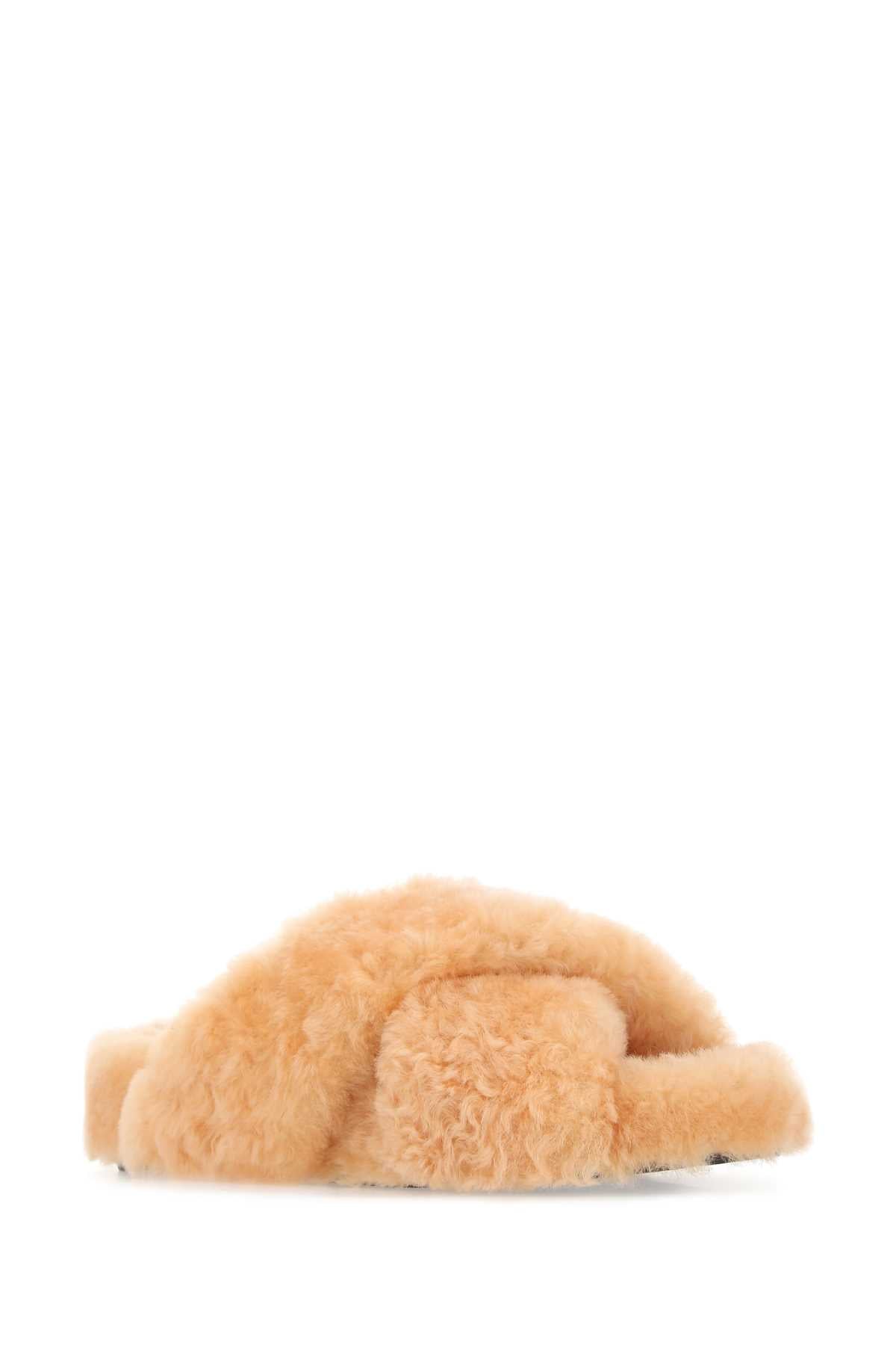 JIL SANDER Pastel Orange Shearling Mini Slippers