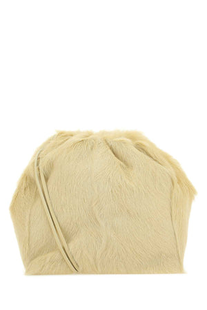 JIL SANDER Mini Cream Fur Dumpling Bucket Handbag - 17cm x 16cm x 18cm