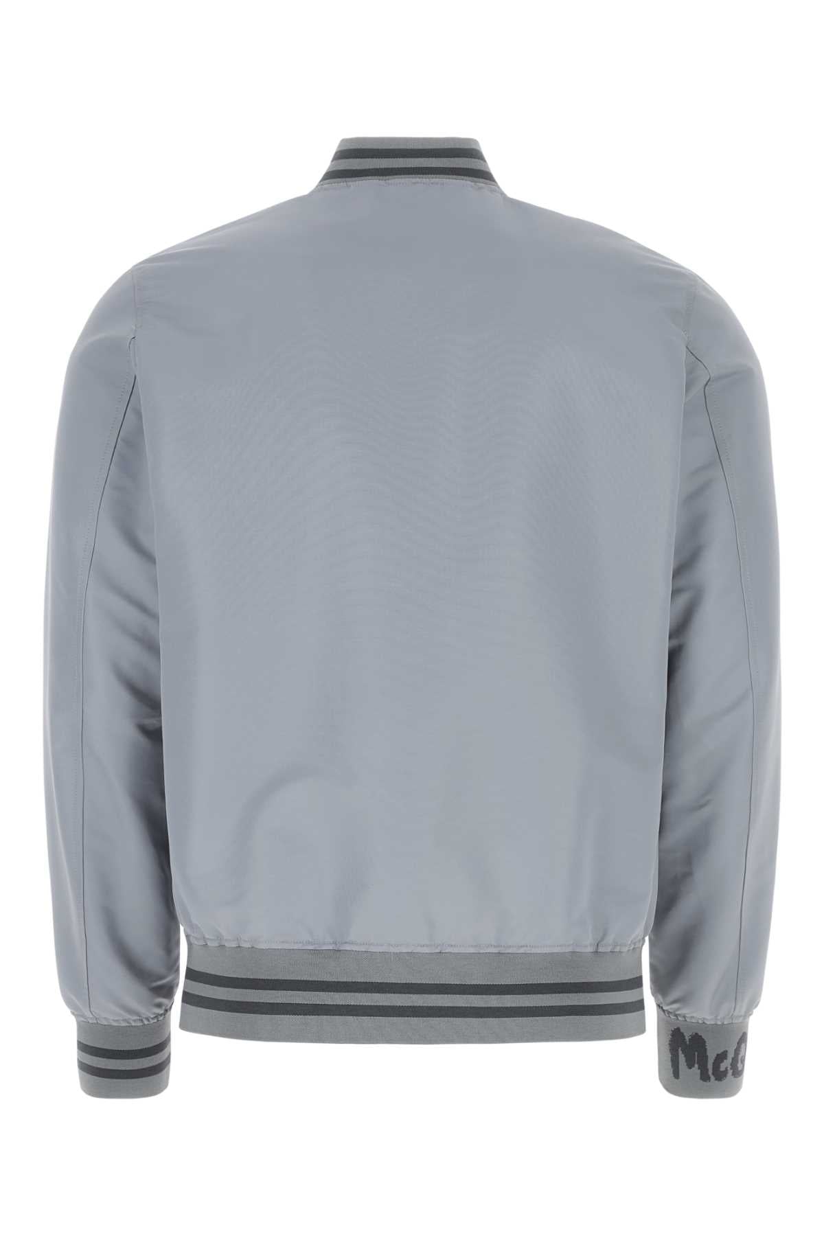 ALEXANDER MCQUEEN Modern Grey Polyester Bomber Jacket for Men