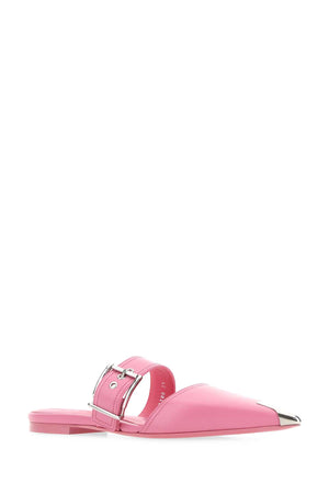 ALEXANDER MCQUEEN Stylish Pink Leather Slippers for Women