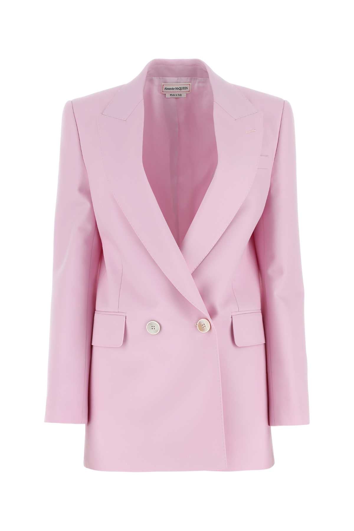 ALEXANDER MCQUEEN Pastel Pink Wool Blazer for Women