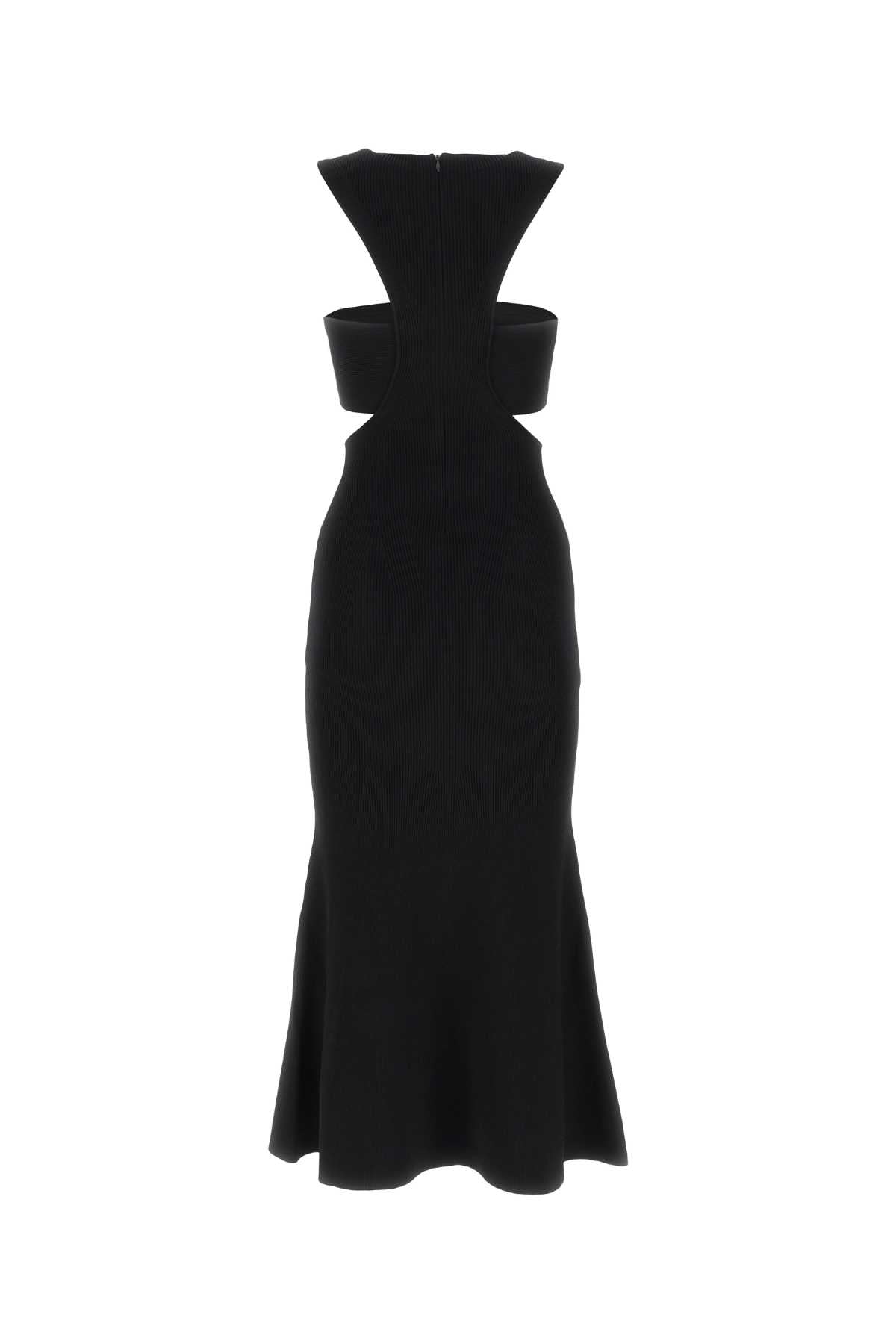 ALEXANDER MCQUEEN Chic Black Viscose Blend Long Dress