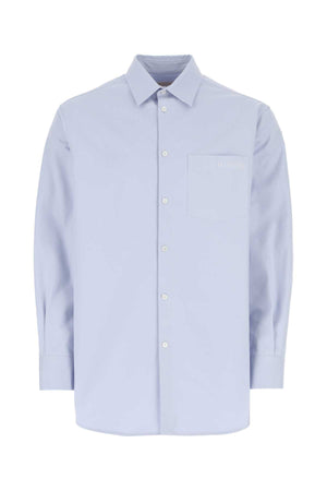 VALENTINO GARAVANI Oversized Powder Blue Cotton Blend Shirt