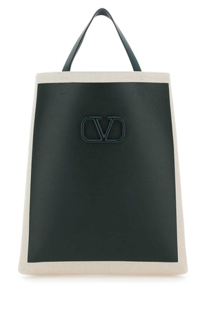 VALENTINO GARAVANI Two-tone Canvas VLogo Signature Shopping Handbag - 33cm x 40cm