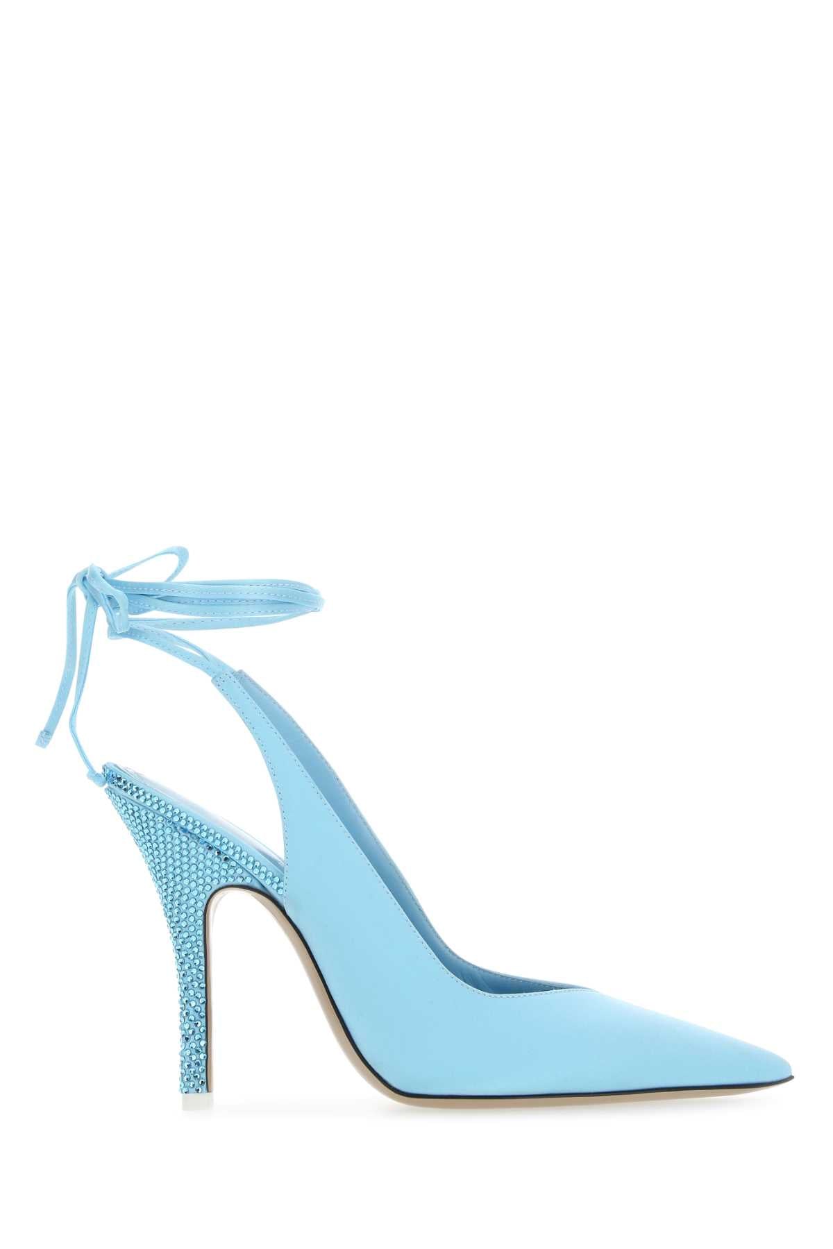 THE ATTICO Light Blue Satin Venus Pumps with 10.5 cm Heel