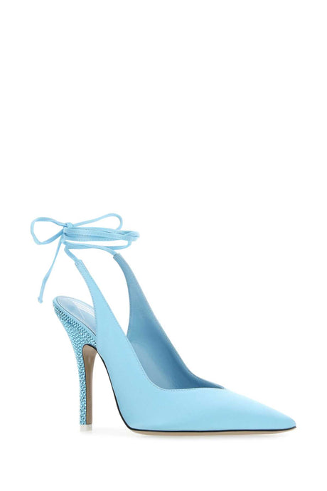 THE ATTICO Light Blue Satin Venus Pumps with 10.5 cm Heel