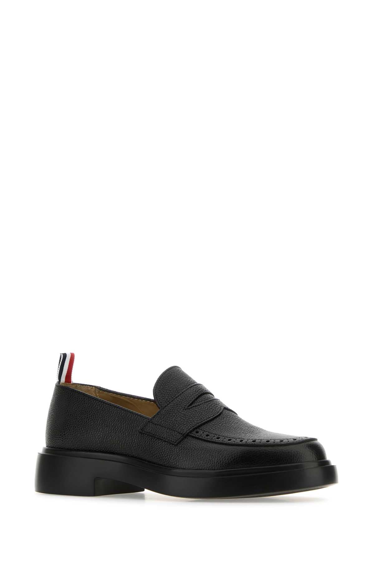 THOM BROWNE Elegant Black Leather Penny Loafers for Women