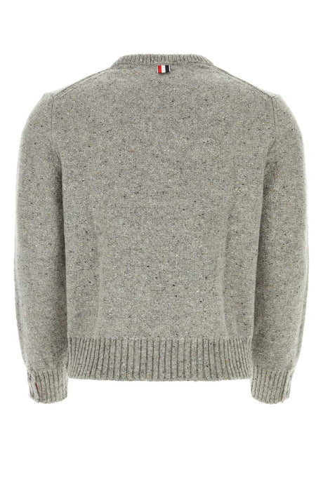 THOM BROWNE Melange Grey Wool Blend Sweater for Men