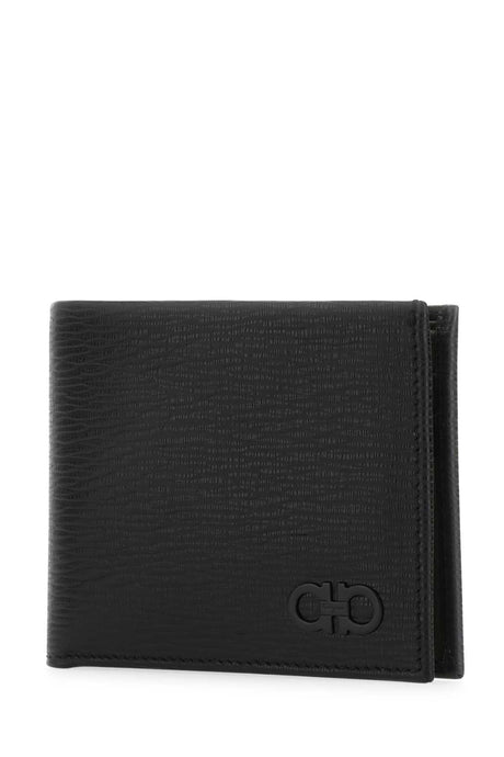 SALVATORE FERRAGAMO Mini Black Leather Wallet - Essential Accessory for Men