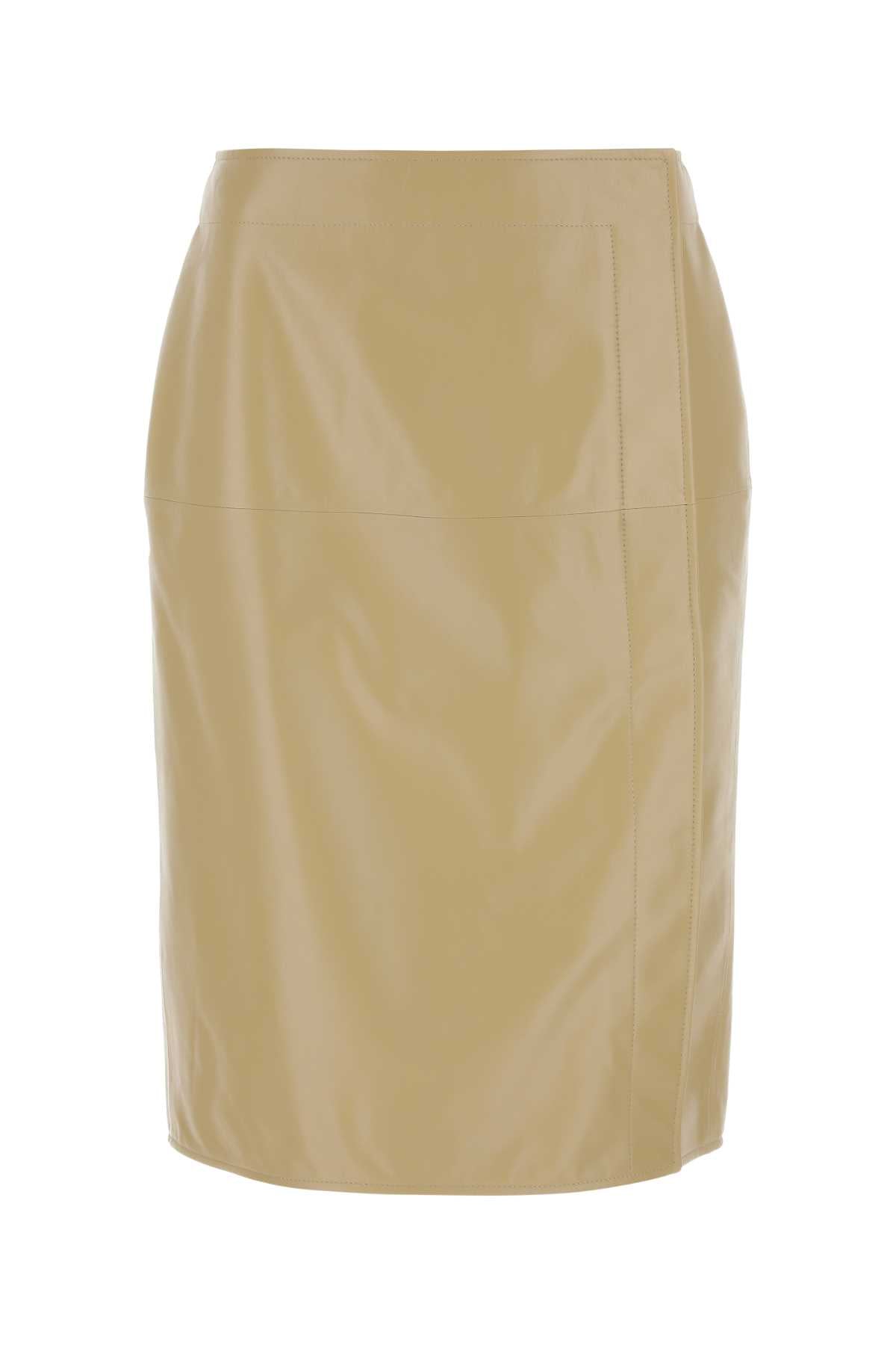 BOTTEGA VENETA Chic Beige Leather Skirt