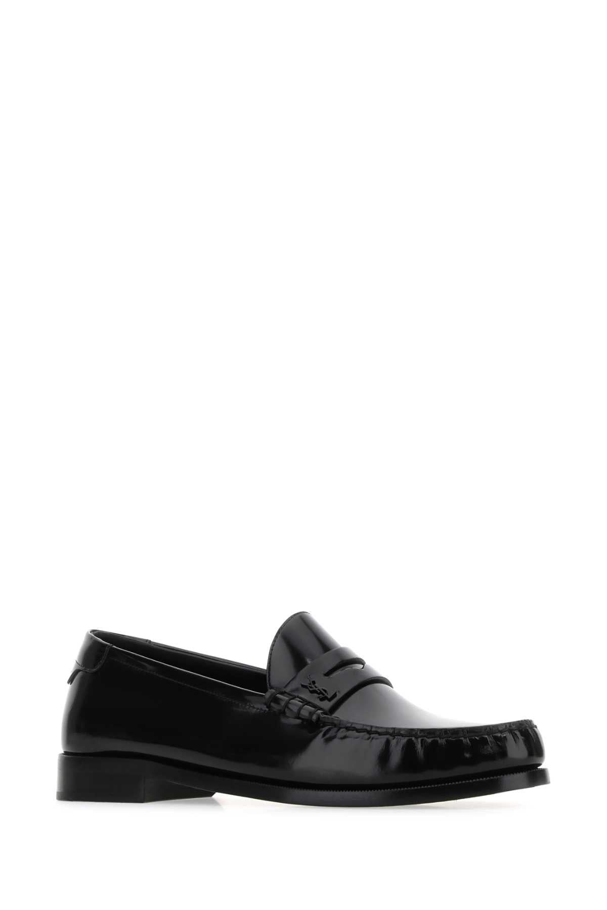 SAINT LAURENT Black Leather Magnum Loafers for Men