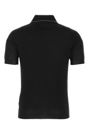 PRADA Classic Black Wool Blend Polo Shirt for Men