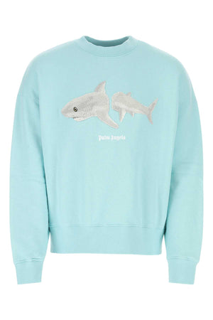 PALM ANGELS Light Blue Cotton Sweatshirt for Men - 23S Collection