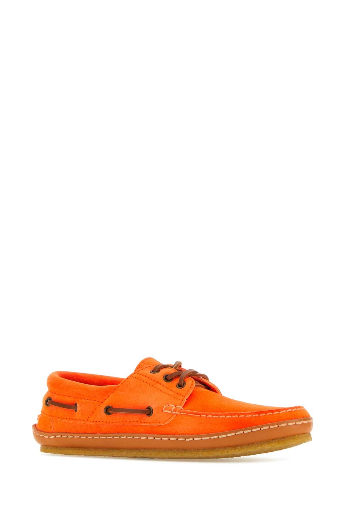 SAINT LAURENT Mini Suede Loafers in Vibrant Orange