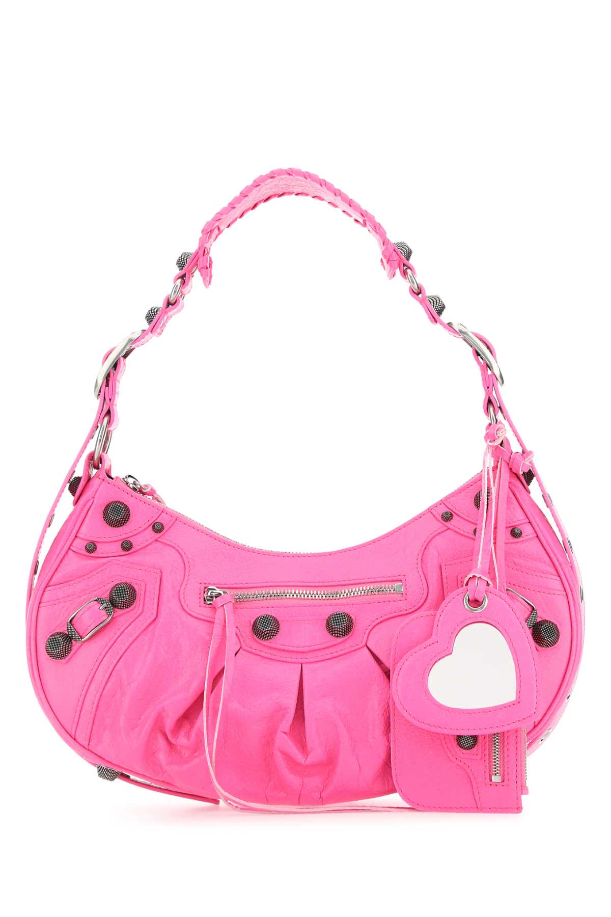 BALENCIAGA Mini Fluo Pink Leather Shoulder Handbag