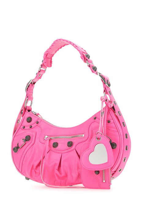 BALENCIAGA Mini Fluo Pink Leather Shoulder Handbag