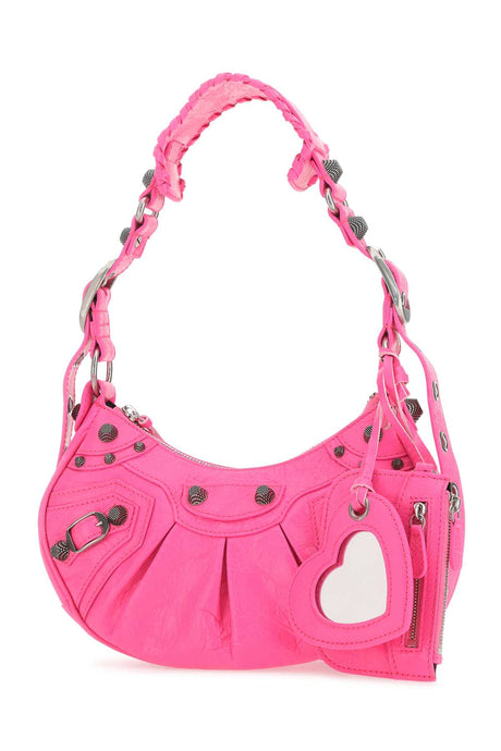 BALENCIAGA Mini Fluo Pink Nappa Leather Shoulder Handbag