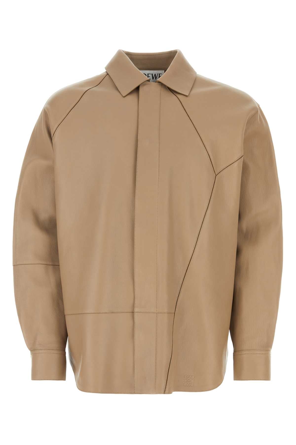 LOEWE Grey Leather Button-Up Shirt for Men