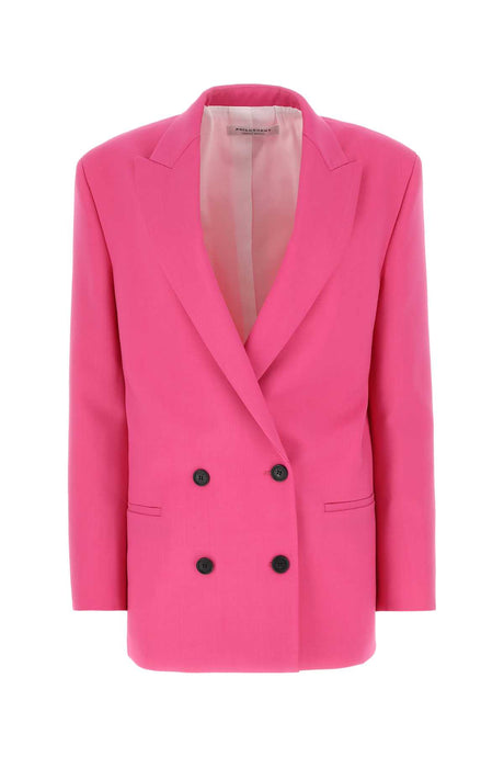 PHILOSOPHY DI LORENZO SERAFINI Oversized Fuchsia Stretch Wool Blazer