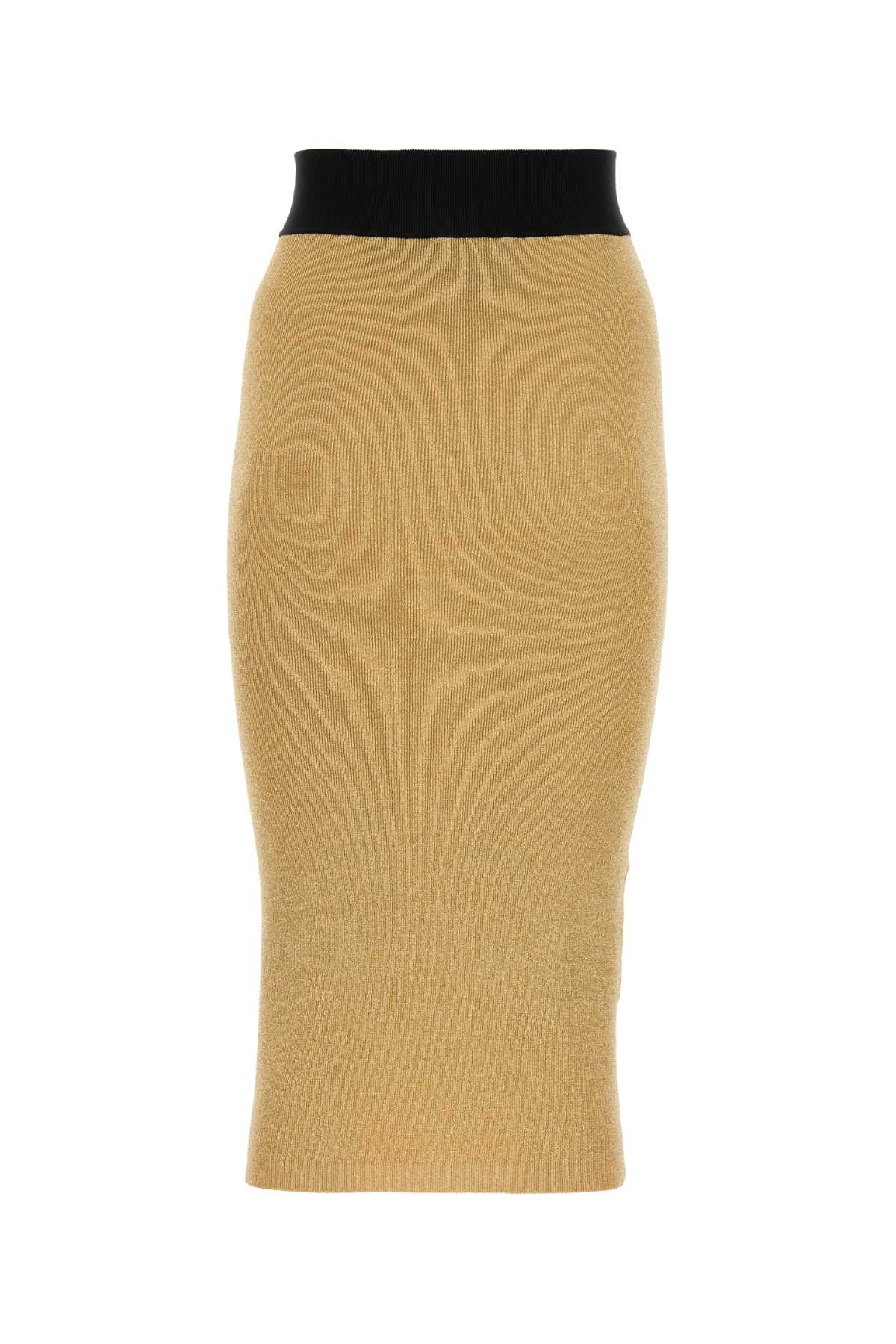 PRADA Gold Blend Viscose Stretch Mini Skirt