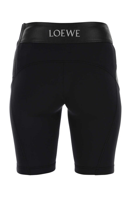 LOEWE Chic Black Leather and Fabric Leggings