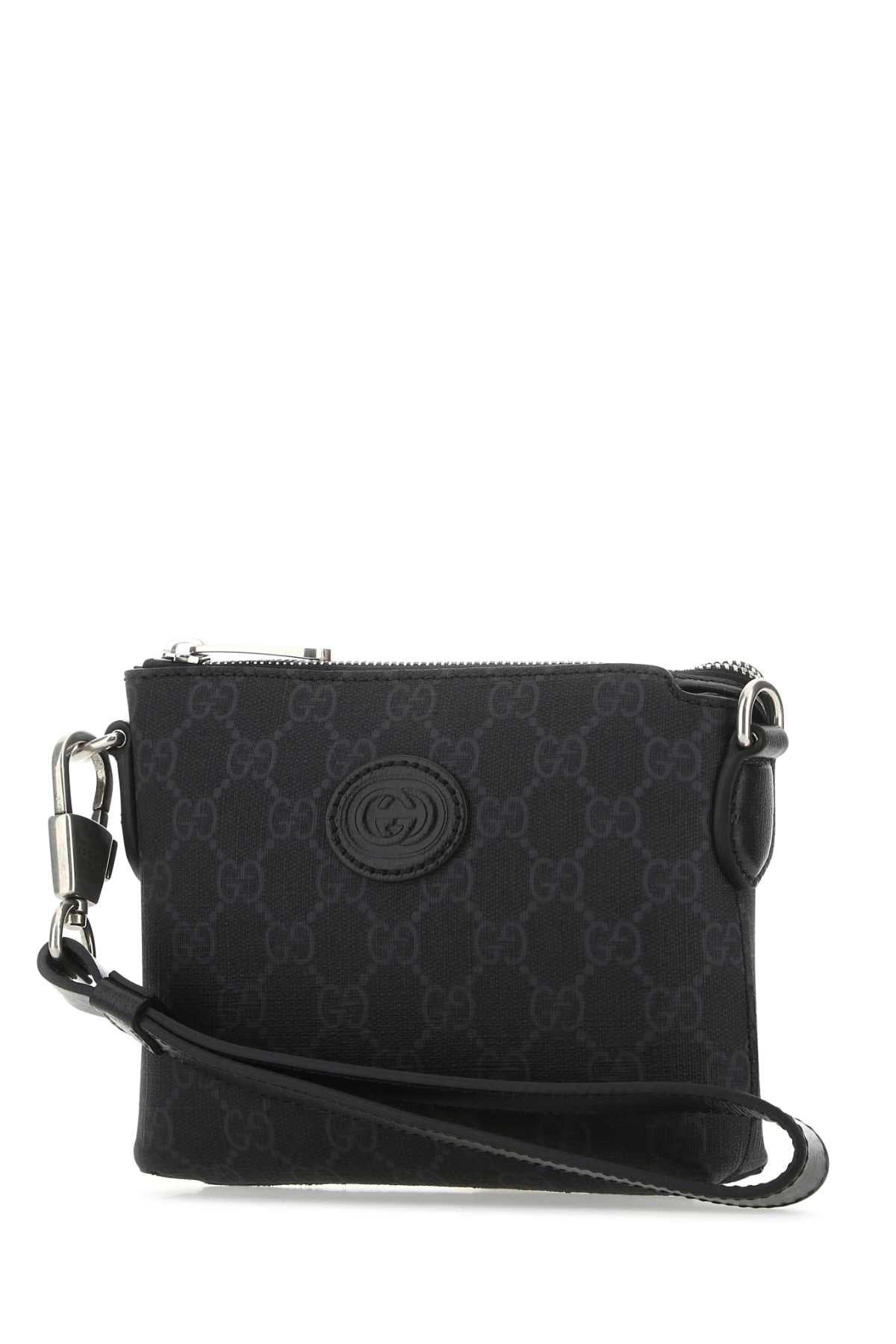 GUCCI Mini Black GG Supreme Fabric Clutch Bag