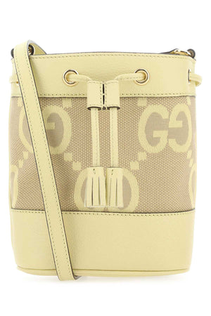 GUCCI Mini Bucket Handbag with GG Fabric and Leather