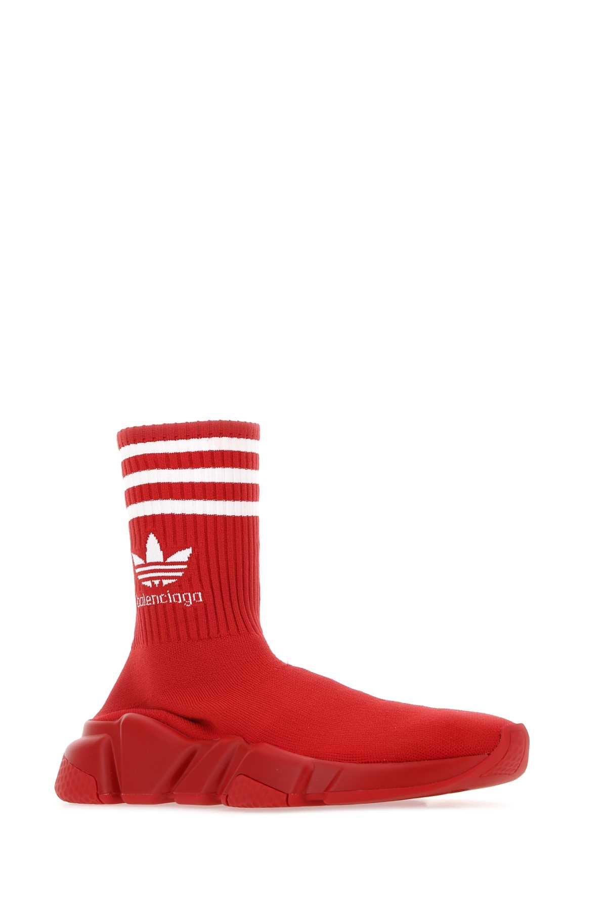 BALENCIAGA Red Tech Knit Speed Sneakers for Women