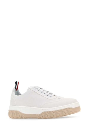 THOM BROWNE Classic White Canvas Sneakers for Men