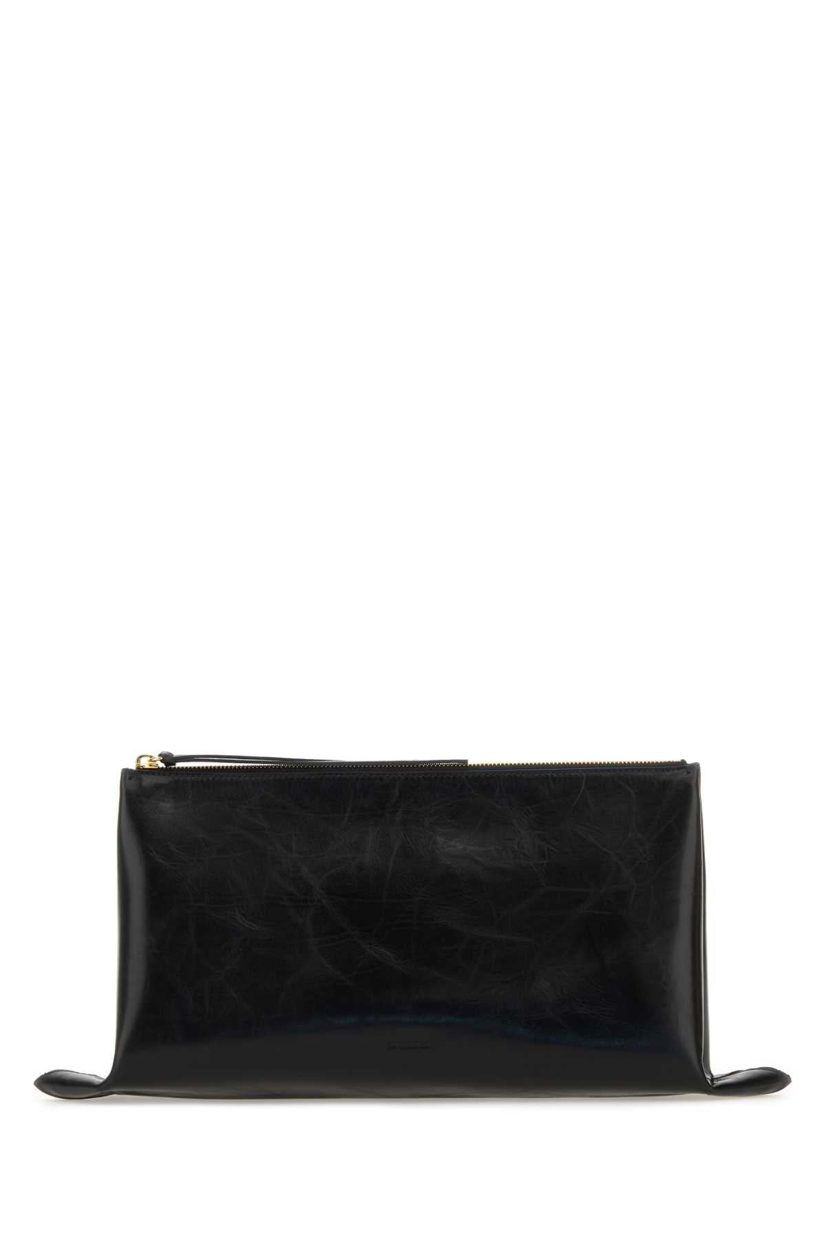 JIL SANDER Elegant Black Leather Medium Clutch - 43x23x10 cm