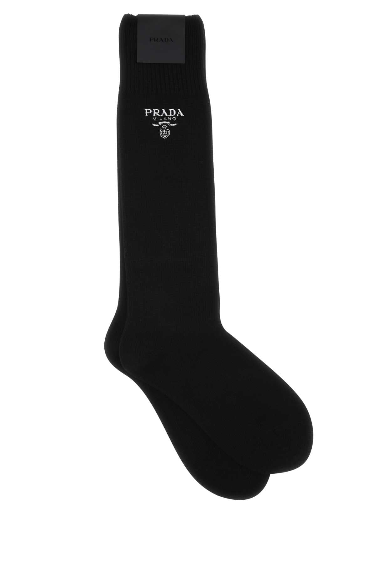 PRADA Luxurious Black Virgin Wool Blend Socks for Men